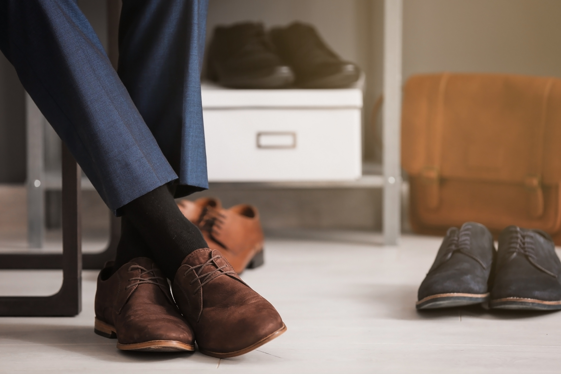 Man Wearing Brown Formal Shoes 